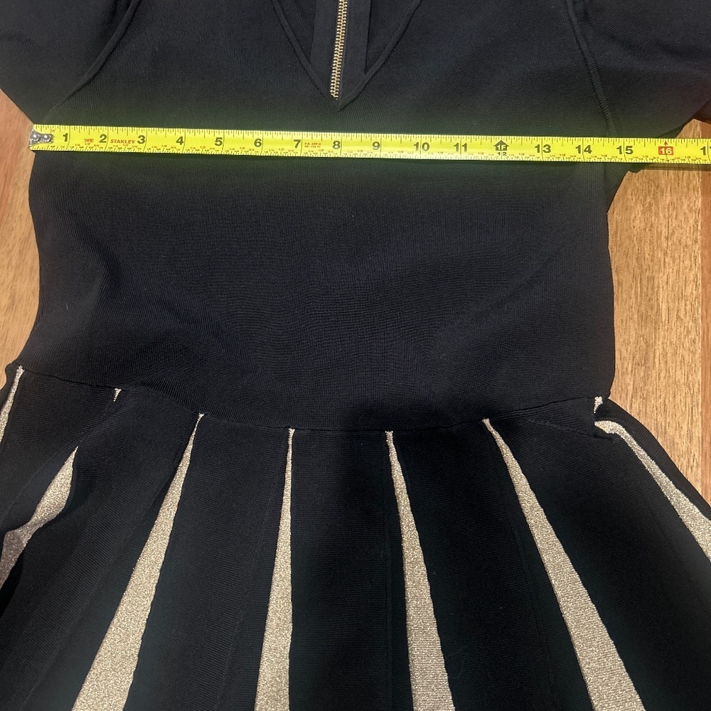 Ted Baker Wytney Black & Gold Cold Shoulder Skater Dress Size 3 - Picture 12 of 16